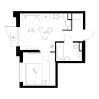 Планировка однокомнатной(квартира) площадью 30.5 квадратных метров в “ЖК Онежский вал”