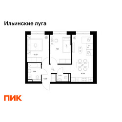 Планировка двухкомнатной(квартира) площадью 48.11 квадратных метров в ЖК “ЖК Ильинские луга”