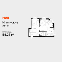 Планировка двухкомнатной(квартира) площадью 54.23 квадратных метров в ЖК “ЖК Ильинские луга”