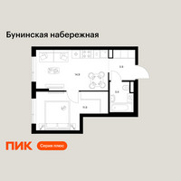 Планировка однокомнатной(квартира) площадью 34.1 квадратных метров в “Бунинская набережная”
