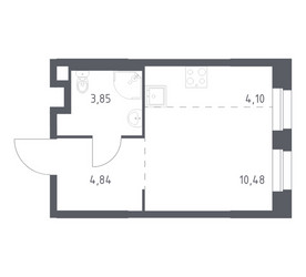 Планировка студии(квартира) площадью 23.27 квадратных метров в ЖК “ЖК ЭкоБунино (Южное Бунино)”