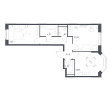 Планировка двухкомнатной(квартира) площадью 57.31 квадратных метров в “ЖК Квартал Домашний”
