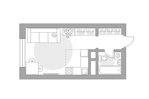 Планировка студии(квартира) площадью 24.4 квадратных метров в “ЖК Ильинойс”