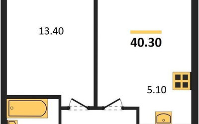 Планировка однокомнатной(квартира) площадью 40.3 квадратных метров в ЖК “ЖК Skolkovo ONE (Сколково Уан)”
