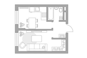 Планировка однокомнатной(квартира) площадью 33.07 квадратных метров в “ЖК Живописный”