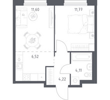 Планировка однокомнатной(квартира) площадью 38.22 квадратных метров в “ЖК Новое Внуково”