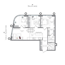 Планировка трехкомнатной(квартира) площадью 80.28 квадратных метров в ЖК “ЖК Преображенская Площадь”