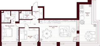 Планировка двухкомнатной(квартира) площадью 77.6 квадратных метров в “ЖК Дом 7 Даниловский”