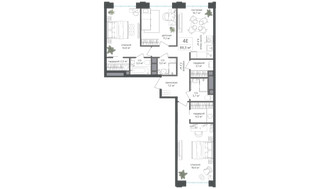 Планировка 4+ комнатной(квартира) площадью 89.3 квадратных метров в “ЖК Михалковский”