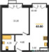 Планировка однокомнатной(квартира) площадью 40 квадратных метров в “Лесная Коллекция”