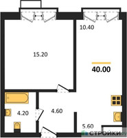 Планировка однокомнатной(квартира) площадью 40 квадратных метров в “Лесная Коллекция”