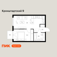 Планировка однокомнатной(квартира) площадью 40.8 квадратных метров в “ЖК Кронштадтский 9”
