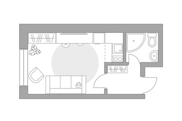 Планировка студии(квартира) площадью 23.52 квадратных метров в ЖК “ЖК Пехра”
