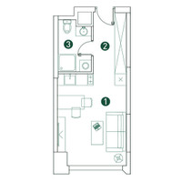 Планировка студии(квартира) площадью 26.2 квадратных метров в “ЖК Вэри на Ботанической”