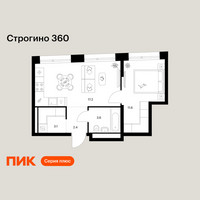 Планировка однокомнатной(квартира) площадью 37.9 квадратных метров в “ЖК Строгино 360”
