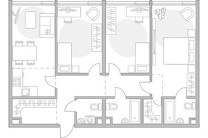 Планировка трехкомнатной(квартира) площадью 96.92 квадратных метров в “ЖК Мневники от Гранель”