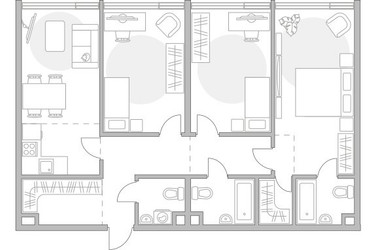 Планировка трехкомнатной(квартира) площадью 96.92 квадратных метров в ЖК “ЖК Мневники от Гранель”