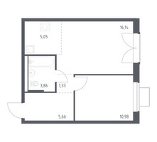 Планировка однокомнатной(квартира) площадью 43.02 квадратных метров в “ЖК Квартал Западный”