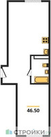 Планировка двухкомнатной(квартира) площадью 46.4 квадратных метров в “ЖК ЭкоБунино (Южное Бунино)”