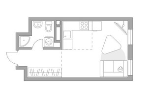 Планировка студии(квартира) площадью 27.22 квадратных метров в “ЖК Гранель Коломенское”