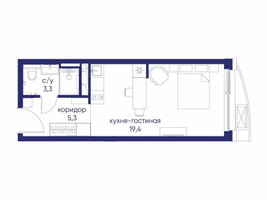 Планировка студии(квартира) площадью 28.02 квадратных метров в “ЖК Остров”