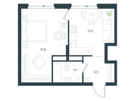 Планировка однокомнатной(квартира) площадью 42.1 квадратных метров в “ЖК Level Лесной”
