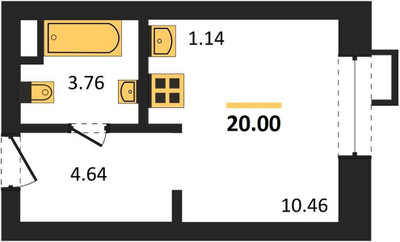 Планировка студии (апартаменты) площадью 20 квадратных метров в ЖК “N’ICE LOFT”