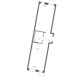 Планировка однокомнатной(квартира) площадью 48.1 квадратных метров в ЖК “ЖК Квартал Западный”