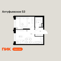 Планировка однокомнатной(квартира) площадью 34.4 квадратных метров в “ЖК Алтуфьевское 53”