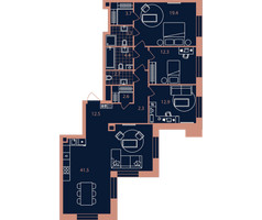 Планировка 4+ комнатной(квартира) площадью 118 квадратных метров в “Квартал Эра”