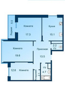 Планировка трехкомнатной(квартира) площадью 88.6 квадратных метров в “ЖК Эдельвейс (Первомайское)”