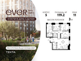 Планировка 4+ комнатной(квартира) площадью 119.2 квадратных метров в “ЖК Ever (Эвер)”