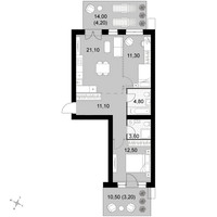 Планировка трехкомнатной(квартира) площадью 71.8 квадратных метров в “Апрелевка Клаб”