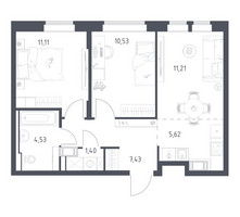 Планировка двухкомнатной(квартира) площадью 51.83 квадратных метров в “ЖК Большое Путилково”