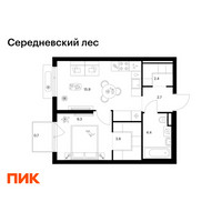 Планировка однокомнатной(квартира) площадью 39.2 квадратных метров в “ЖК Середневский лес”