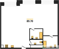 Планировка двухкомнатной(квартира) площадью 89.7 квадратных метров в “ЖК Luzhniki Collection (Коллекция Лужники)”