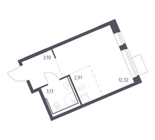 Планировка студии(квартира) площадью 22.26 квадратных метров в “ЖК Молжаниново”