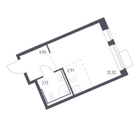 Планировка студии(квартира) площадью 22.26 квадратных метров в ЖК “ЖК Молжаниново”
