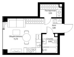 Планировка студии(квартира) площадью 26.6 квадратных метров в “ЖК Veer (Веер)”