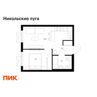 Планировка однокомнатной(квартира) площадью 32.3 квадратных метров в “ЖК Никольские луга”