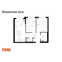 Планировка двухкомнатной(квартира) площадью 49.05 квадратных метров в “ЖК Ильинские луга”