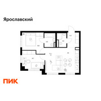 Планировка двухкомнатной(квартира) площадью 49 квадратных метров в “ЖК Ярославский”