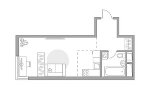Планировка студии(квартира) площадью 27.07 квадратных метров в “ЖК Аникеевский”