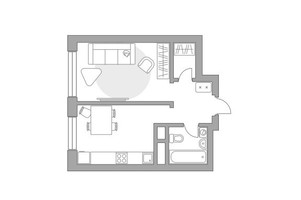 Планировка однокомнатной(квартира) площадью 32.5 квадратных метров в “ЖК Ильинойс”