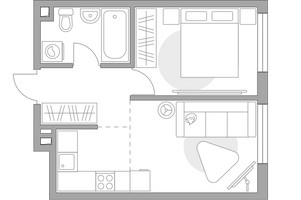 Планировка двухкомнатной(квартира) площадью 38.13 квадратных метров в “ЖК BeLuck Коломенское”