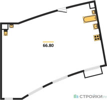 Планировка двухкомнатной(квартира) площадью 66.8 квадратных метров в “ЖК Римский”