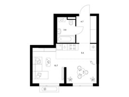 Планировка студии(квартира) площадью 29.7 квадратных метров в “ЖК Зеленый парк”