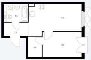 Планировка однокомнатной(квартира) площадью 36.4 квадратных метров в “ЖК Holland Park (Холланд парк)”