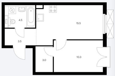 Планировка однокомнатной(квартира) площадью 36.4 квадратных метров в ЖК “ЖК Holland Park (Холланд парк)”
