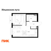 Планировка однокомнатной(квартира) площадью 34.24 квадратных метров в “ЖК Ильинские луга”